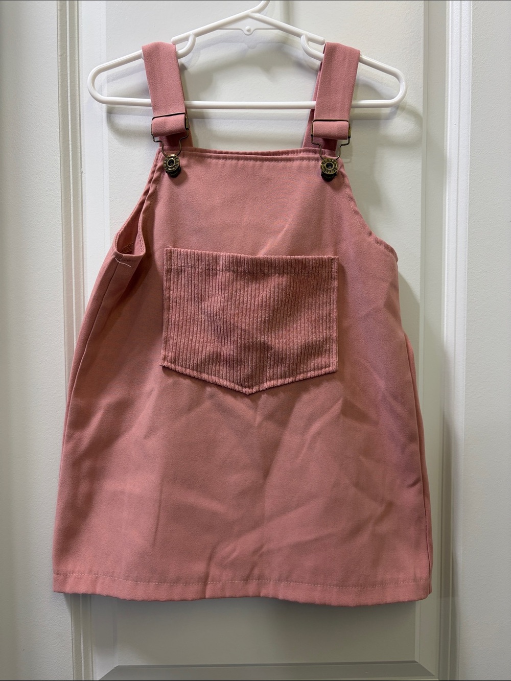 Dusky Rose Overalls Dress with front pocket